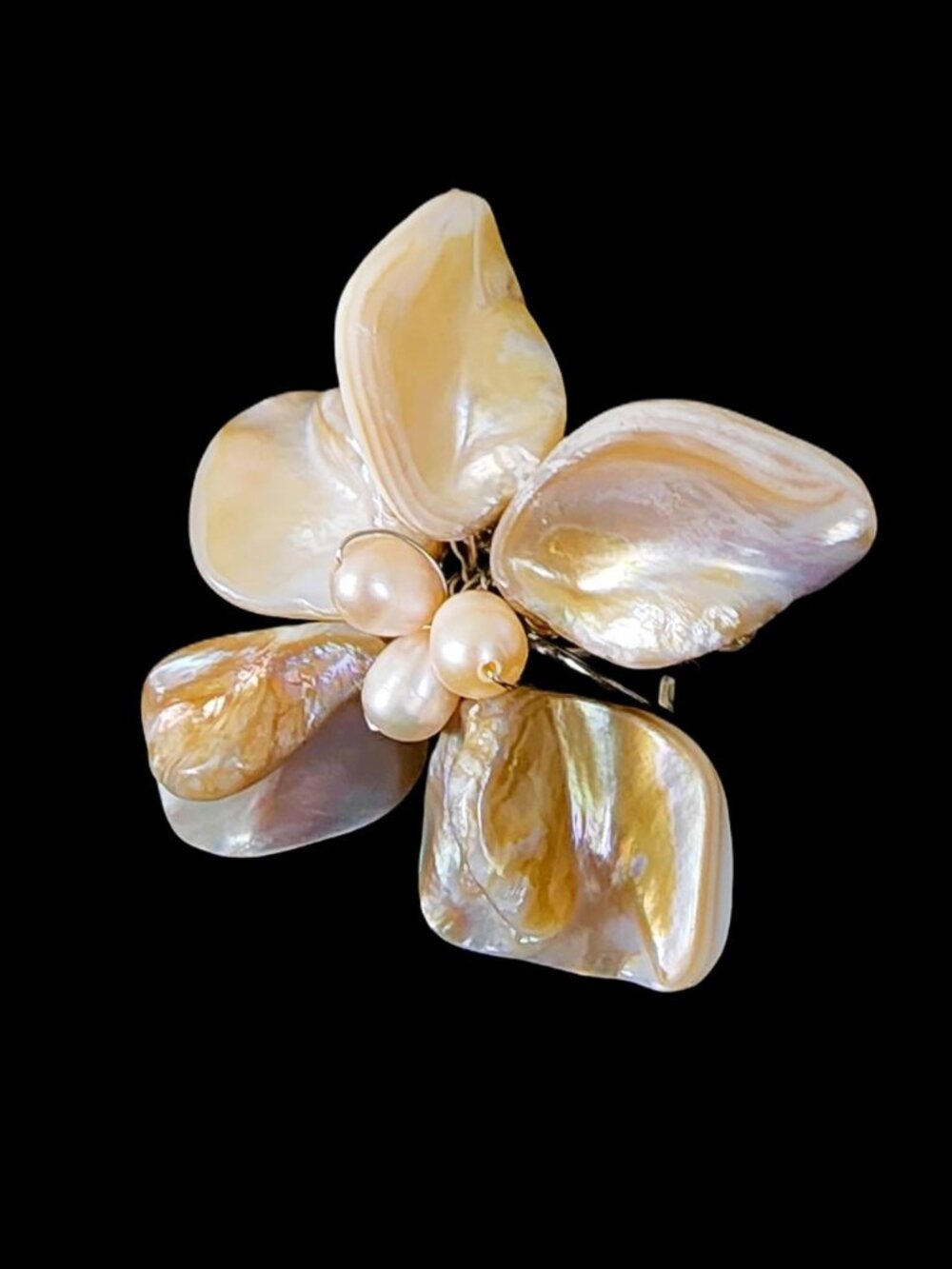 VINTAGE 80s Sterling Silver Blister Pearl Statement Ring 20.1g Artisan Crafted